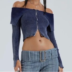Jadedldn ribbed knit off the shoulder sweater
